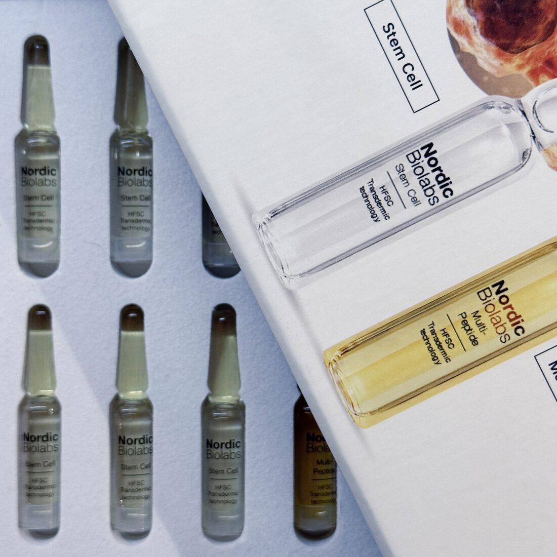 A full tray of ampoules